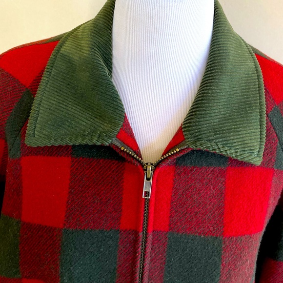 PENDLETON 100% Virgin Wool Beautiful Hunter Green Red Buffalo Plaid Jacket L USA - Picture 8 of 12